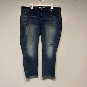 Women's Torrid first at fit Blue Distressed Cropped Jeans Size 20 raw hem